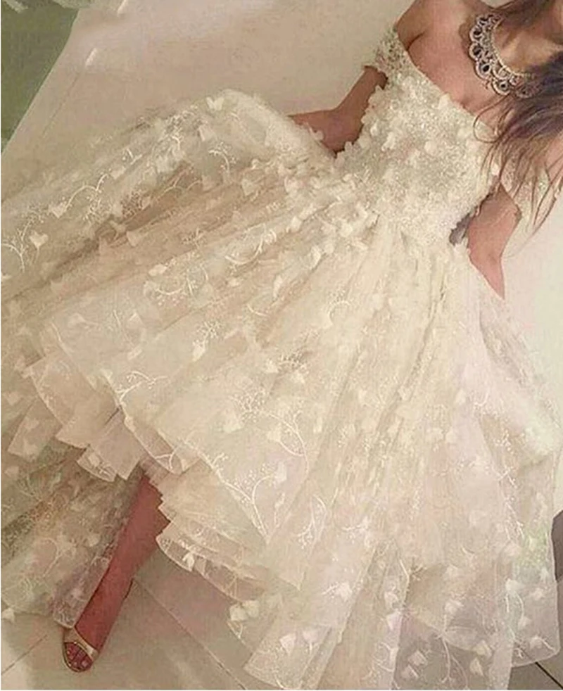 

Романтичное Тюлевое платье для встречи выпускников с открытыми плечами, кружевное платье с цветочным принтом и коротким рукавом, платье дл...