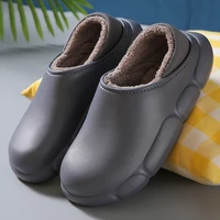 mens slippers home plush slipper female winter warm slippers women thick bottom waterproof shoes men indoor non slip footwear