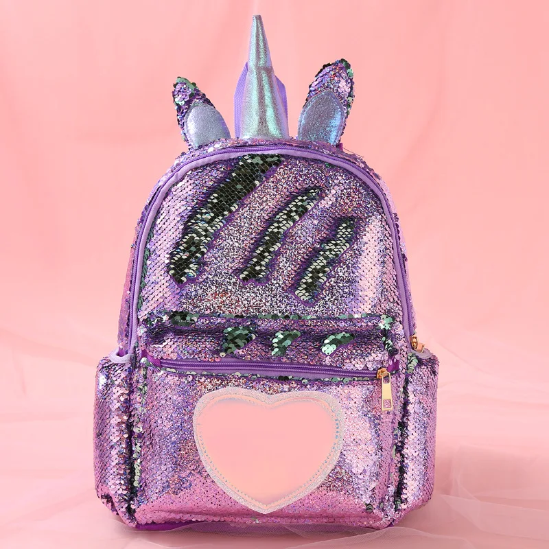 Girls Sequins Backpack Cute Unicorn Schoolbag For Teenage Student Women Satchel Female Large Capacity Shoulders Bag for Children