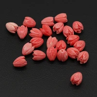 20pcs natural red coral beads bud through hole isolation bead for jewelry making diy necklace earrings bracelet accessory