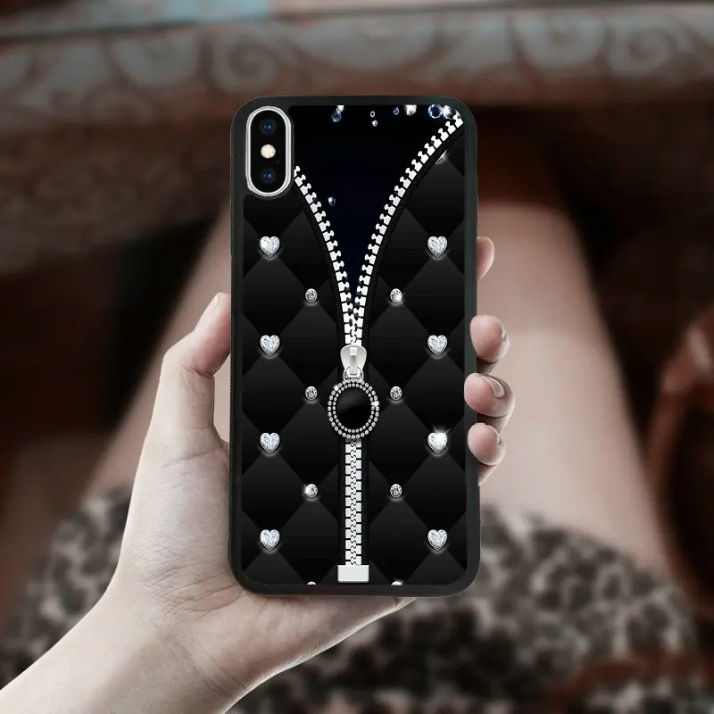 В стразах и застежкой-молнией замок экран для планшетов устройств iphone XS Max чехол в