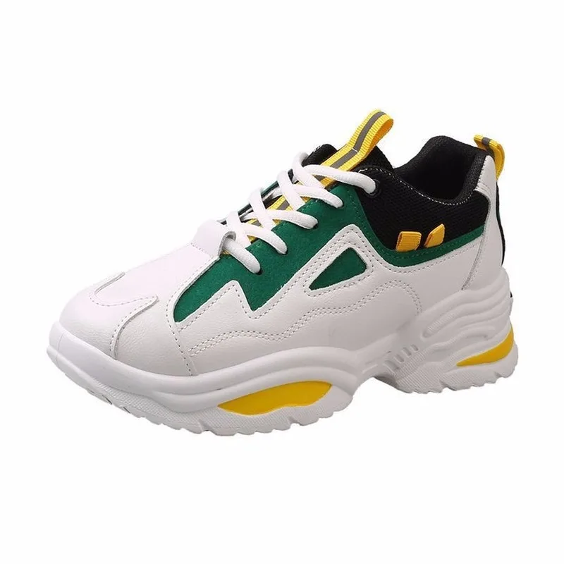

2021 Spring Plus Size Casual Shoes Woman Sneakers Women White Shoes Autumn New Mixed Color Lace Up Thick Bottom Platform Shoes