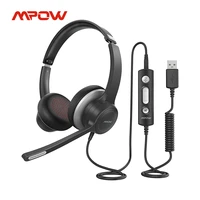 mpow hc6 usb wired headset 3 5mm computer headset with microphone in line control headphone for call center skype pc cellphone