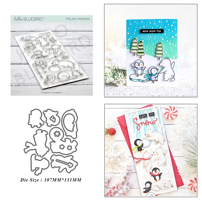 

Winter Penguin Polar Bear Metal Cutting Dies for DIY Scrapbook Album Paper Card Decoration Crafts Embossing 2021 New Dies