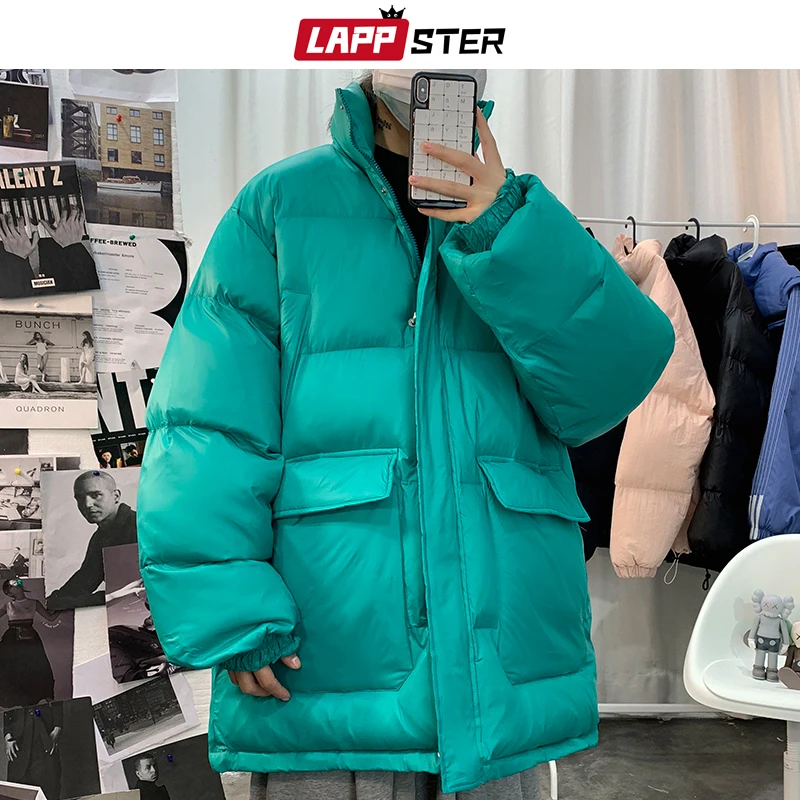 

Мужской пуховик LAPPSTER, однотонный мешковатый, в стиле Харадзюку, корейская мода, зима 2021, мужская Японская уличная одежда, теплое пузырчатое ...