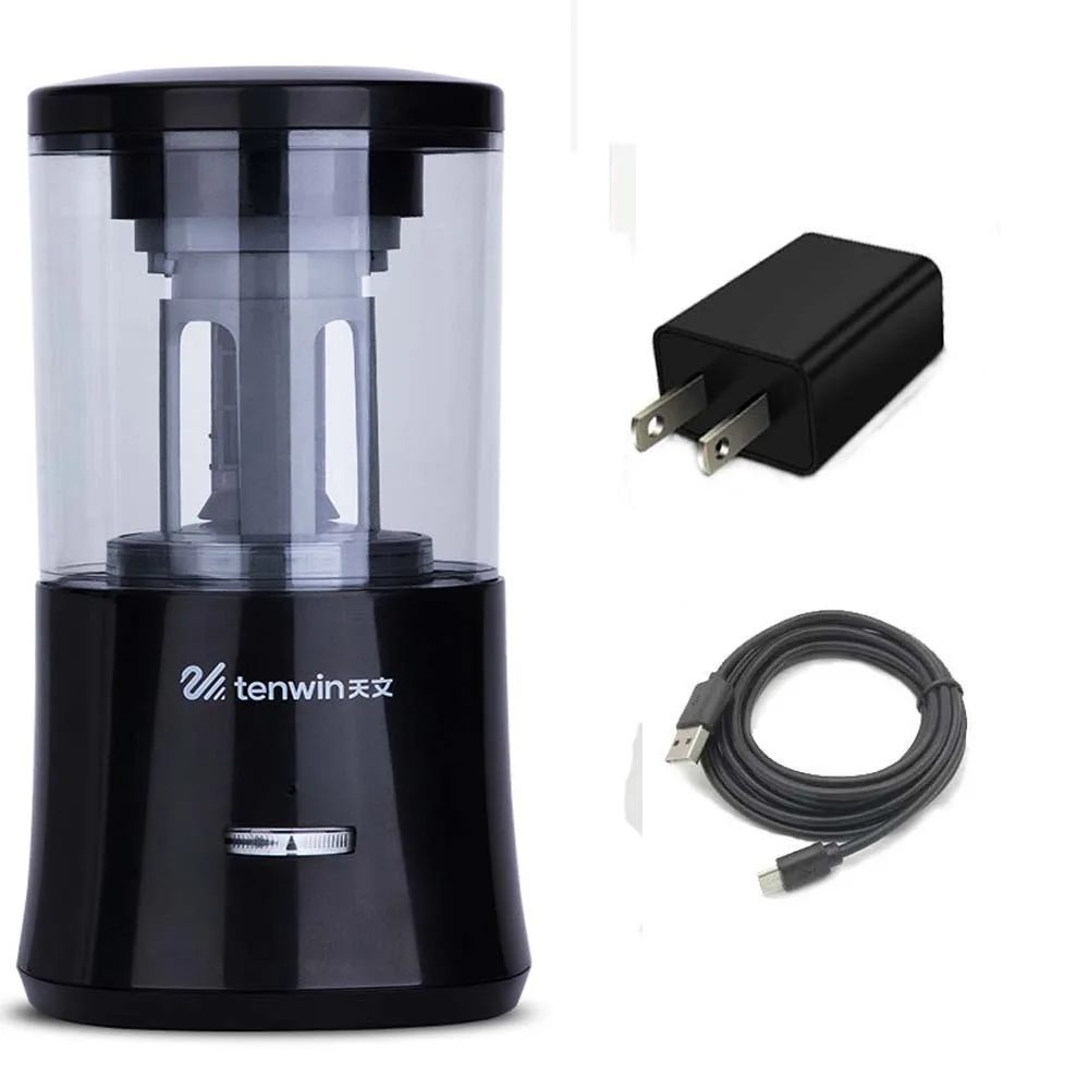 Black US adapter Tenwin электрическая точилка для карандашей сверхмощная перезаряжаемая для класса авто Стоп быстрая заточка в 3s школьные офисные канцелярские принадлежности - Цвет: Black US adapter