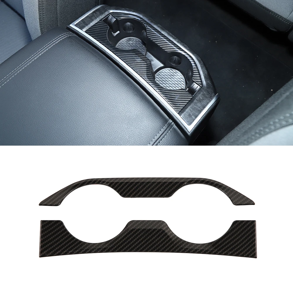 

Armrest Box Rear Water Cup Holder Decorative Sticker Decal for Dodge RAM 2018 2019 2020 2021 Car Accessories ABS Carbon Fiber