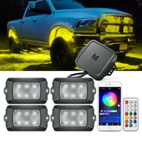 mictuning q1 rgb led rock lights 4 pods multicolor underglow neon light waterproof underbody glow lamp controller remote control