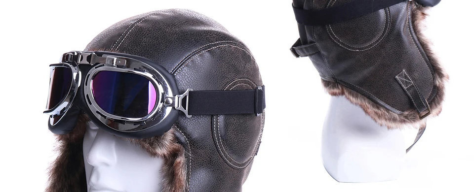 Зимняя куртка-бомбер Шапки Плюшевые Earflap русская ушанка с очки для мужчин женщин's Траппер Авиатор шлем летчика Искусственная кожа меха зимние шапки