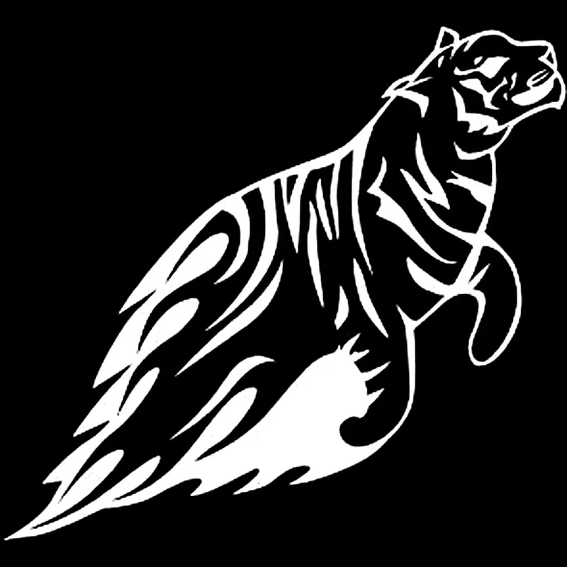 

Tiger Flame Pattern Cartoon Sticker High Quality Car Window Decoration Personality Pvc Waterproof Decal Black/white, 20cm*18cm