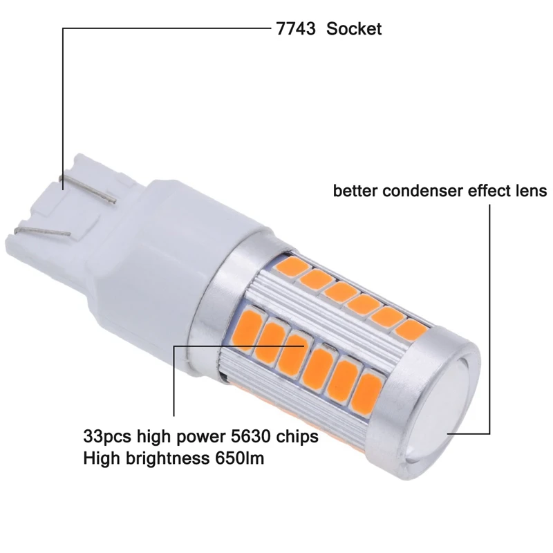 2x 7443 T20 LED Bulbs Amber Yellow 900 Lumens Turn Signals Light &amp 2Pcs T15 W16W Backup Bulb 920 921 912 | Автомобили и