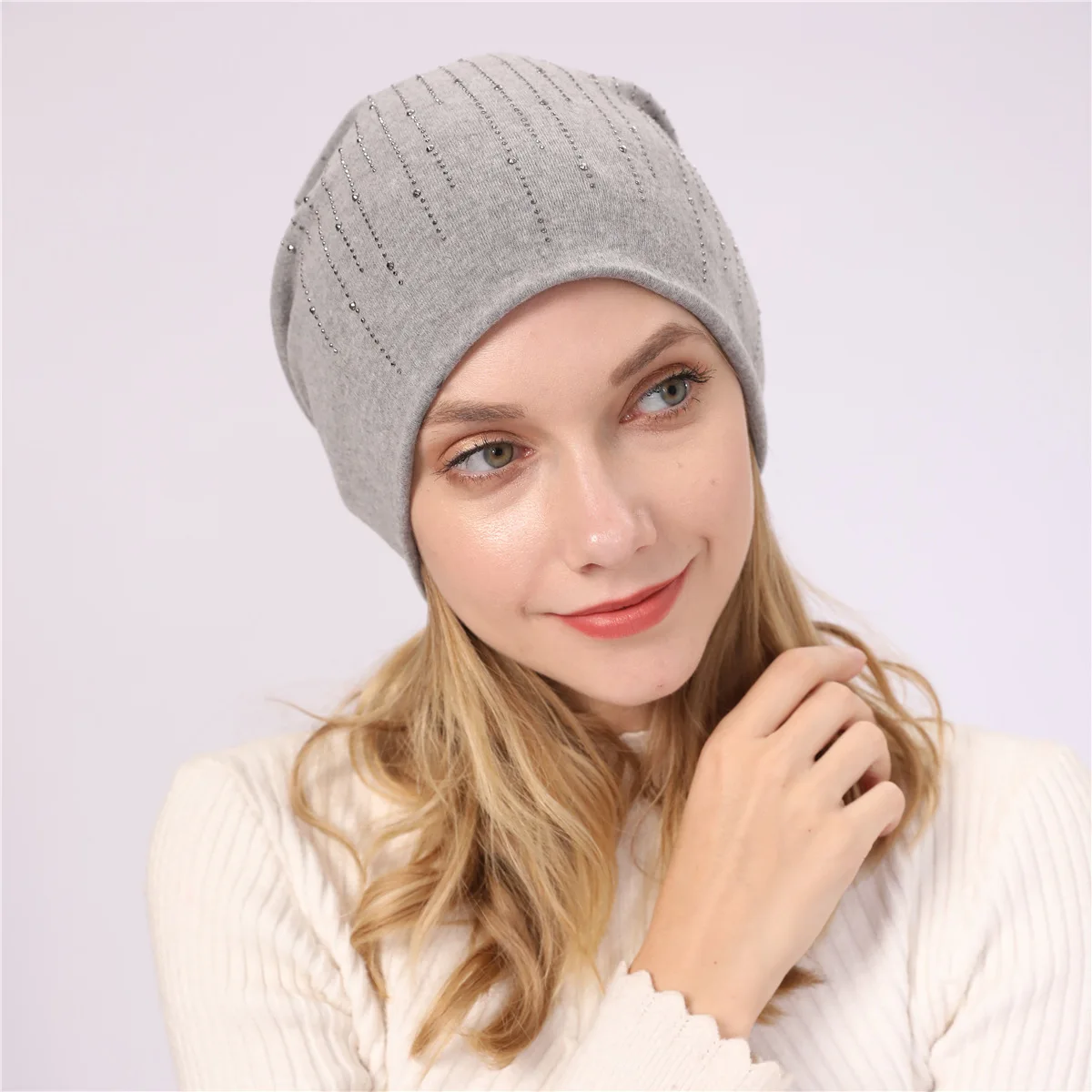 Стразы beanies turban головные уборы для женщин эластичные мягкие хлопковые шапки бини шапки Женская мода шапки сплошной цвет весна-осень шляпа