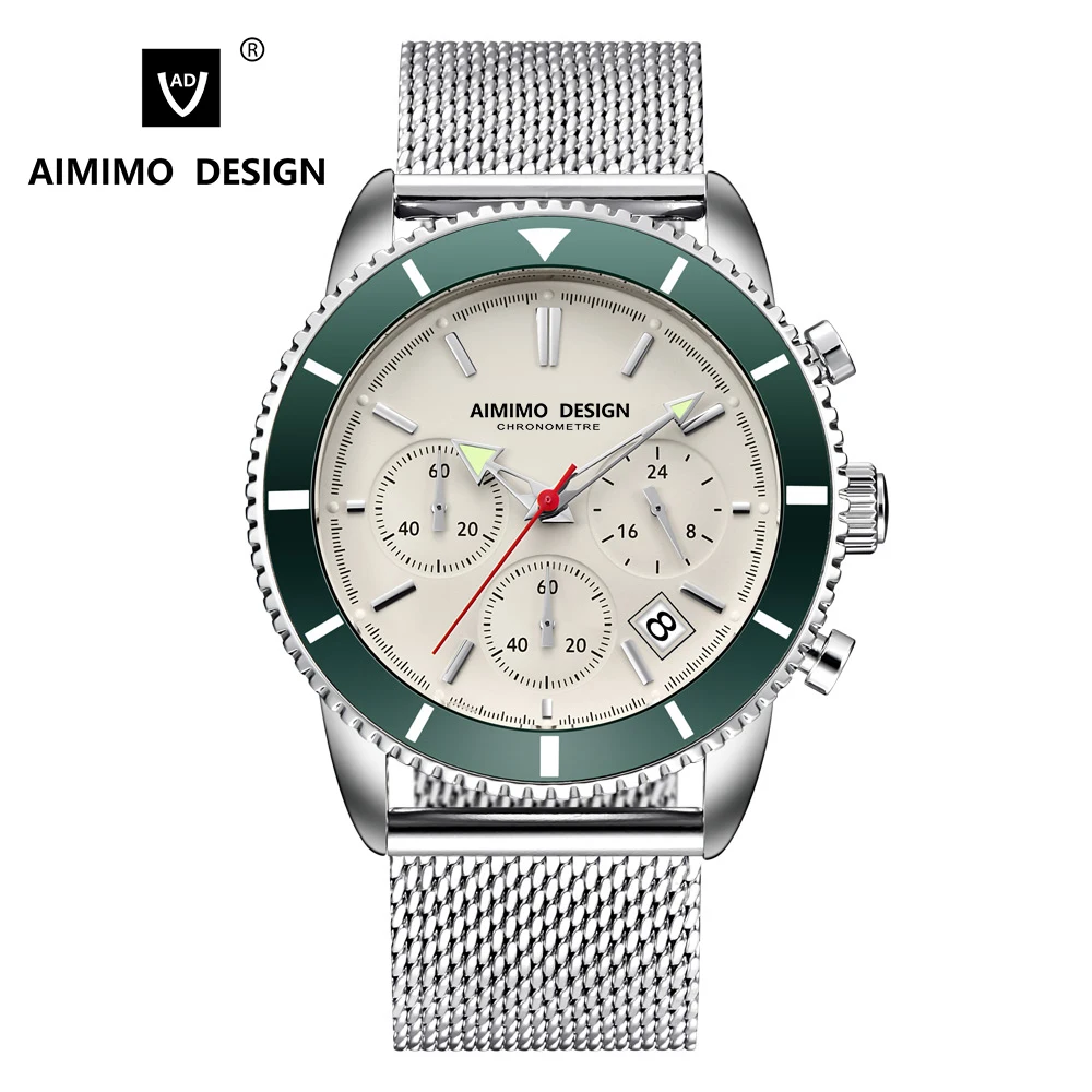Men Panda Watches Automatic Date Chronograph Stop Quartz Calendar Luminous Men`s Watch 42mm Dial 3ATM Relogio Masculino | Наручные часы