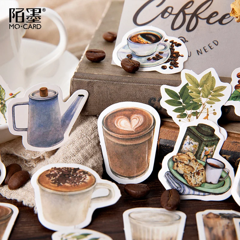 46 Pcs/Box Momo vintage Rooftop Coffee shop mini paper sticker package DIY diary decoration album scrapbooking | Дом и сад