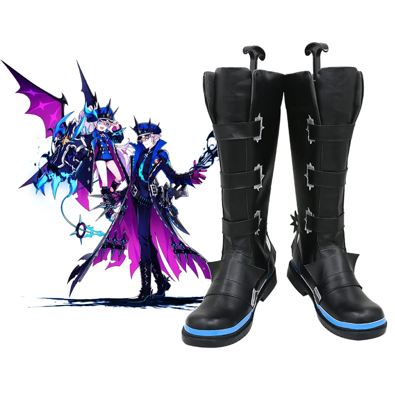 

Elsword Demons Third Class Advancement 3rd Job Transcendence Abysser Catastrophe Ciel Game Cosplay Black Long Shoes Boots C006