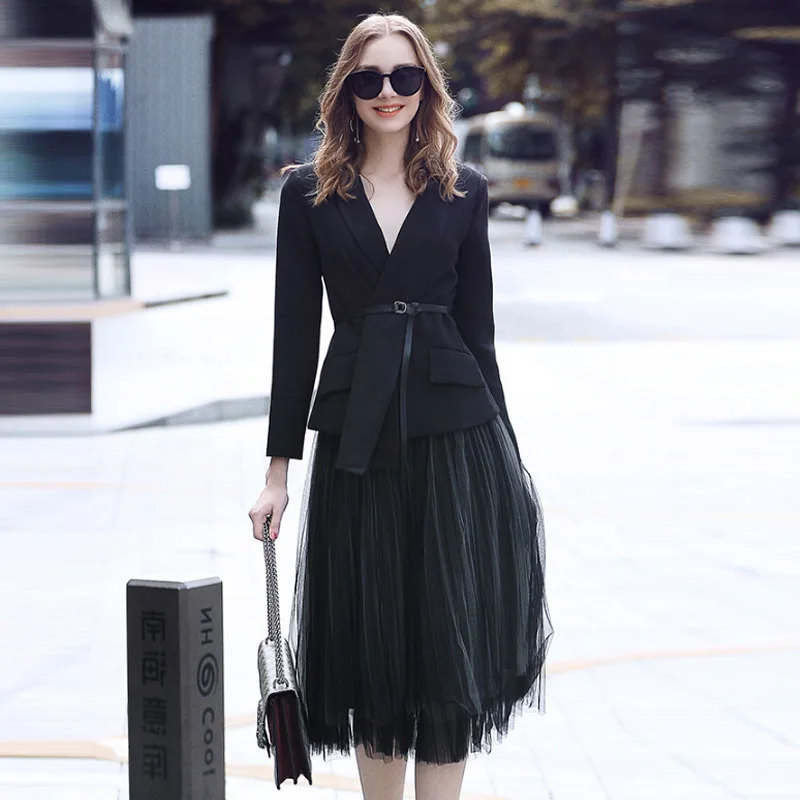 Комплект из 2 предметов с юбкой и костюмом весна 2020 Новая модная женская одежда