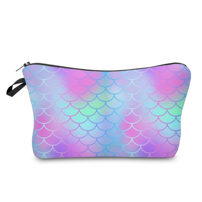 

Fish Scales Printed Makeup bag Double-sided Printied Waterproof Travel Cosmetics Bag Zipper Pouch Small Toiletry Organizer Bag