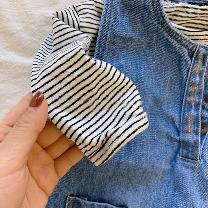 Корейский стиль Сезон весна-осень Ковбойские штаны с поясом для маленьких