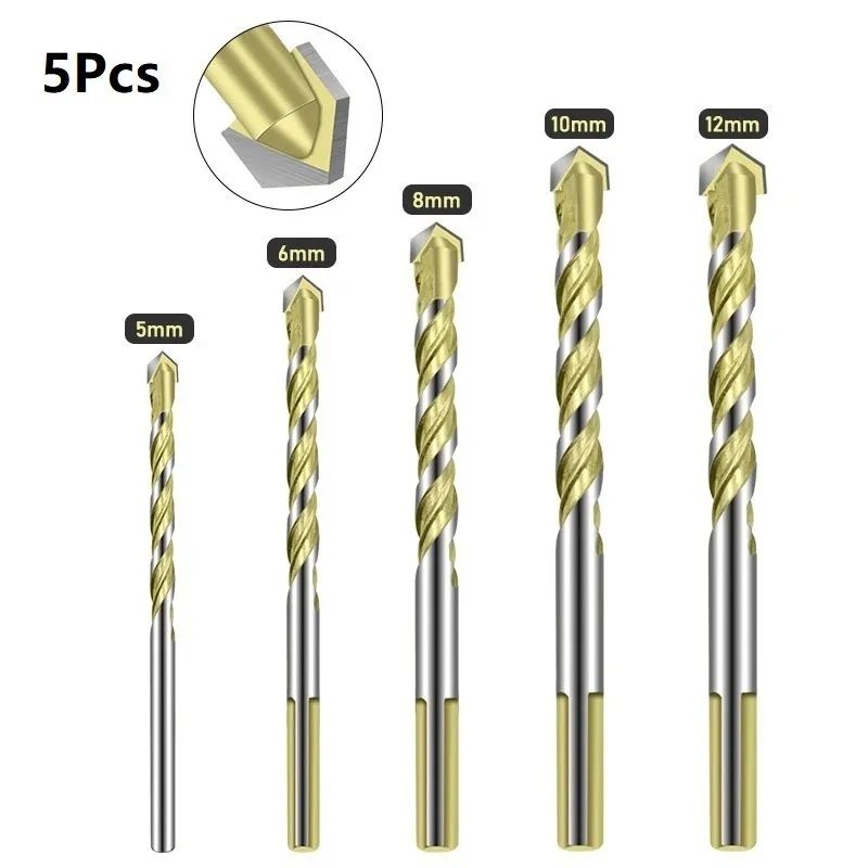 

5PCS Carbide Triangle Drill Bits Marble Drilling Glass Tile Ceramic Drill Bit Woodworking Tools Masonry Drill Bit For Concrete