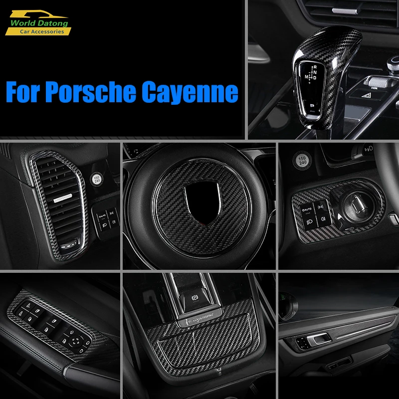 

Аксессуары для левого руля Porsche Cayenne 2018-2019, аксессуары из углеродного волокна для интерьера, украшение из АБС-пластика