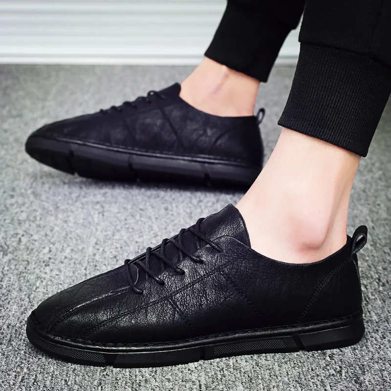 

mens casual shoes breathable leather shoes lace up oxfords shoes flats platform loafers male fashion Men Casual Daily Shoes