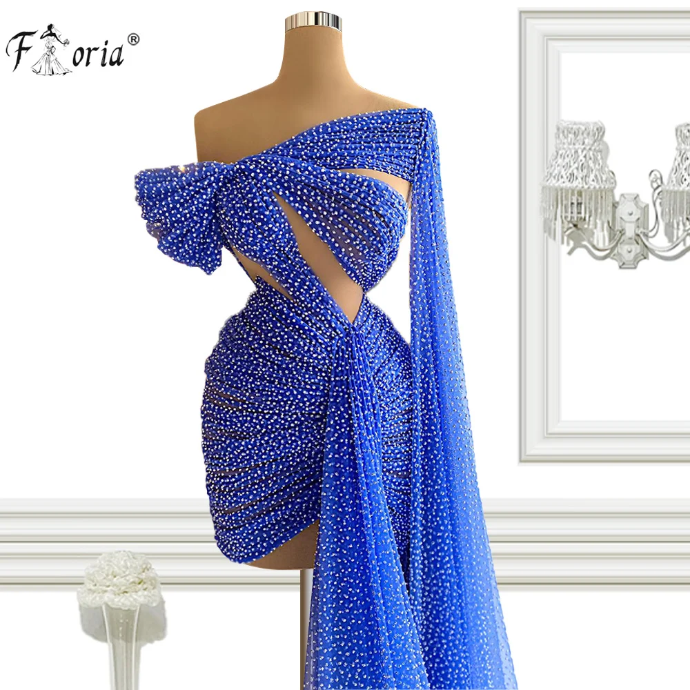 

Pretty Sheer Full Pearls Cocktail Dresses Dot Pleats Skirt Beading Short Prom Dress Party Robes De Cocktail Vestido de Novia