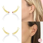 BOAKO 925 пробы серебро Longhorn в форме сердца, серьги со шпилькой, для Для женщин зеленый фиолетовый красный циркон стержня уха линия уха, головные уборы, хорошее ювелирное изделие