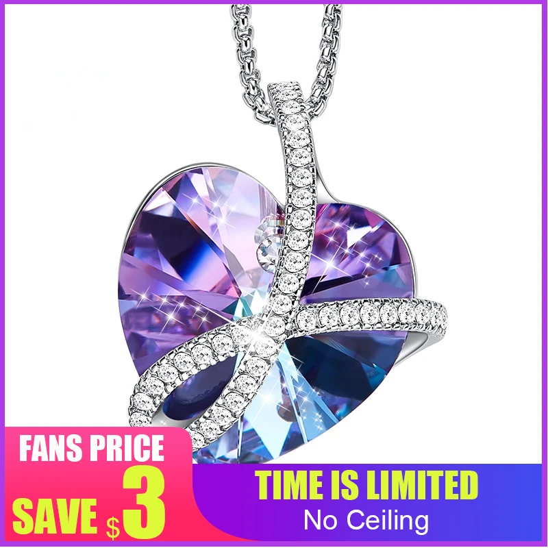 Женское колье с подвеской в виде сердца из голубого кристалла|Подвески| |