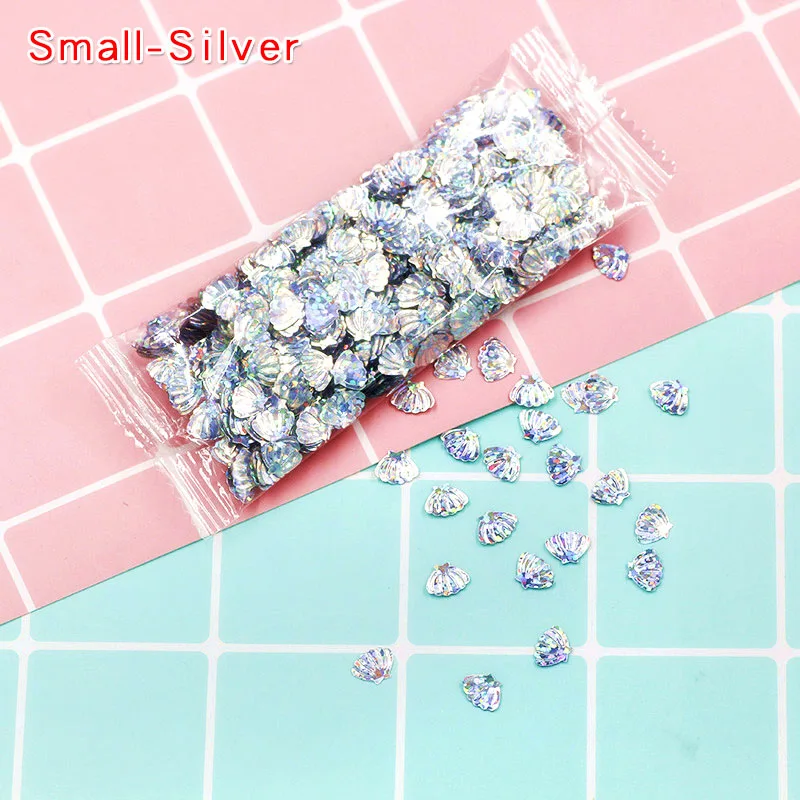 5-Small-Silver 10 г красочные оболочки Блестки прозрачные поставки слаймов Декор наполнитель дополнение игрушки DIY Lizun оболочки блеск Подвески клейкие аксессуары - Цвет: 5-Small-Silver