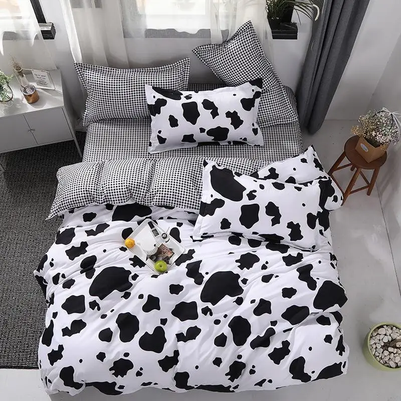 

Black White Leopard Printed Bed Cover Set Kid Boy Duvet Cover Adult Child Bed Sheets And Pillowcases Comforter Bedding Set 61057