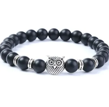 8 мм Регулируемые серебряные и золотые подвески Сова натуральный камень бусины