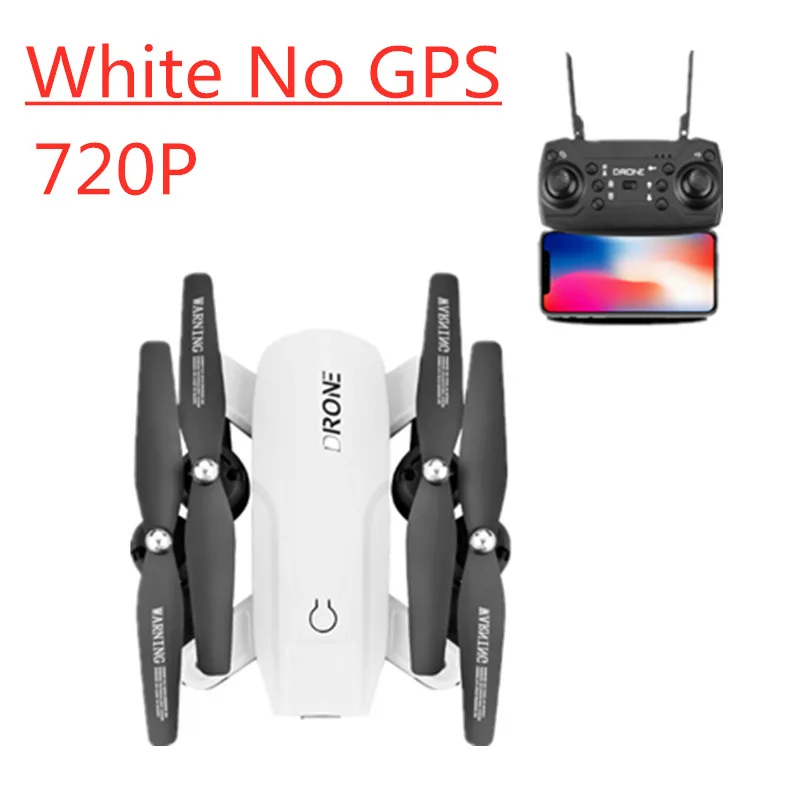 WHite-720P-NoGPS Дрон FN R2 двойная камера HD/gps Дрон 4k WiFi fpv Квадрокоптер оптический поток hover Дрон с камерой Радиоуправляемый вертолет Дрон 4k - Цвет: WHite-720P-NoGPS