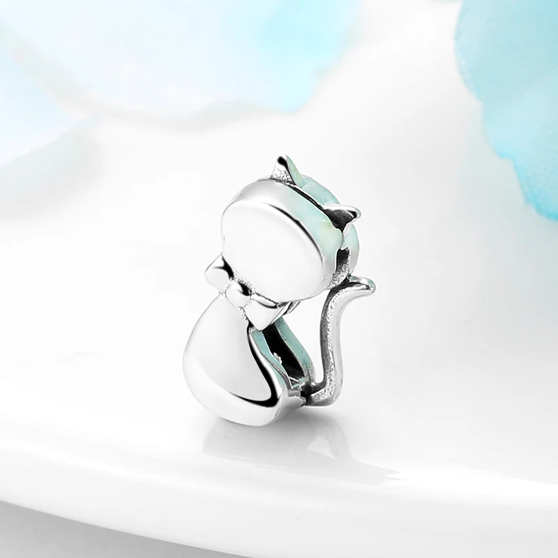 Женский браслет из серебра 925 пробы с зажимом в виде кошки | Украшения и