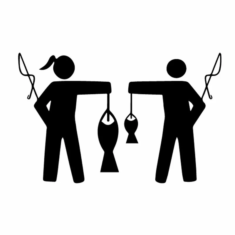 

Funny Fishing Girl and Lad Fishing Personality Pvc Car Sticker Car Window Suitable for Various Models Black/white, 16*10CM