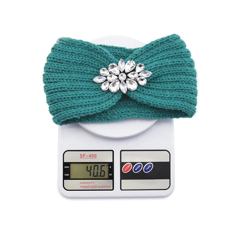 

Women Rhinestone Knitted Headbands Women Winter Warm Crochet Head Wrap Wide Elastic Hair Headband Accessories Hair Bands