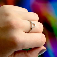 laramoi personality womens finger rings triangle stainless steel geometric ring party girl friend gift jewelry accessories