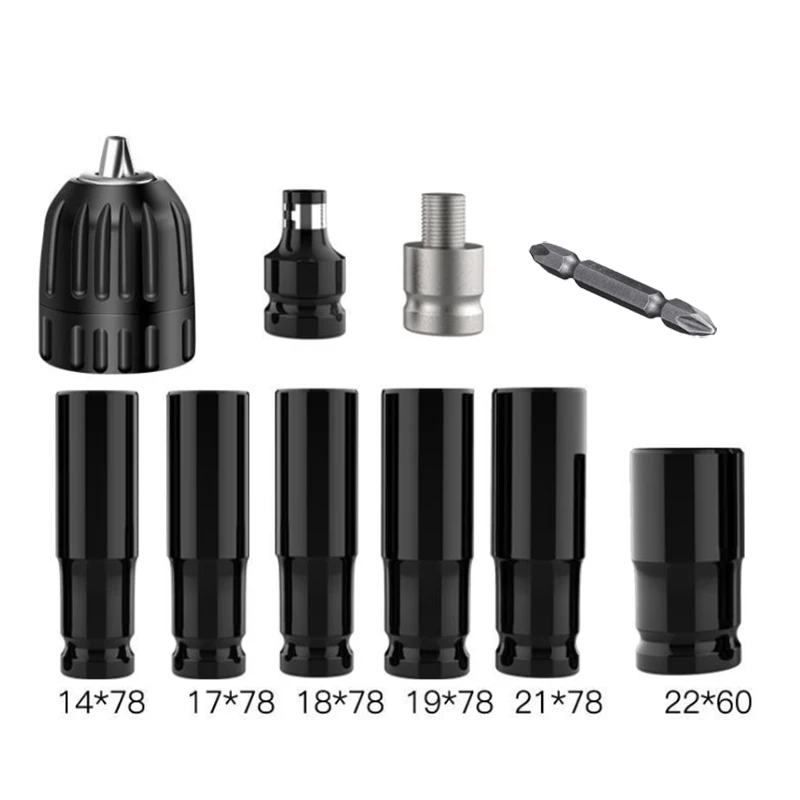 

10pcs Electric Impact Wrench Hex Socket Head Set Kit Drill Chuck Drive Adapter SET for Electric Drill Wrench Screwdrivers