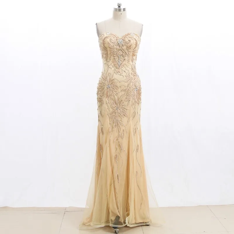 

Stock Clean Mermaid Prom Dresses Long Cheap Beads Evening Dresses 210219-053