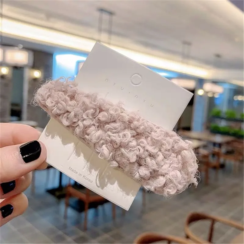 8.5cm Light Pink M MISM плюшевые зимние заколки для волос женские капли BB заколки для волос шерстяные заколки для волос для девочек модные заколки для волос с буквенным принтом аксессуары для волос - Цвет: 8.5cm Light Pink