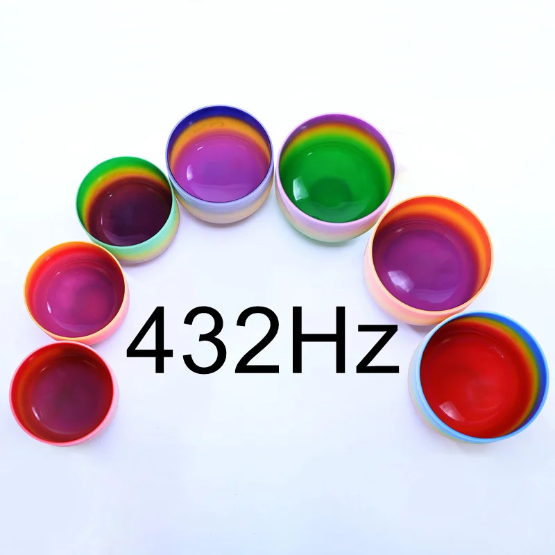 432Hz Rainbowl Bowl CVNC 6-1" Набор из 7 шт Примечание CDEFGAB матовый кварц чакра хрустальные поющие чаши - Цвет: 432Hz Rainbowl Bowl