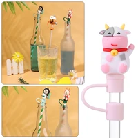 drinkware splash proof reusable dust proof silicone straw plug drinking dust cap straw tips cover cup accessories