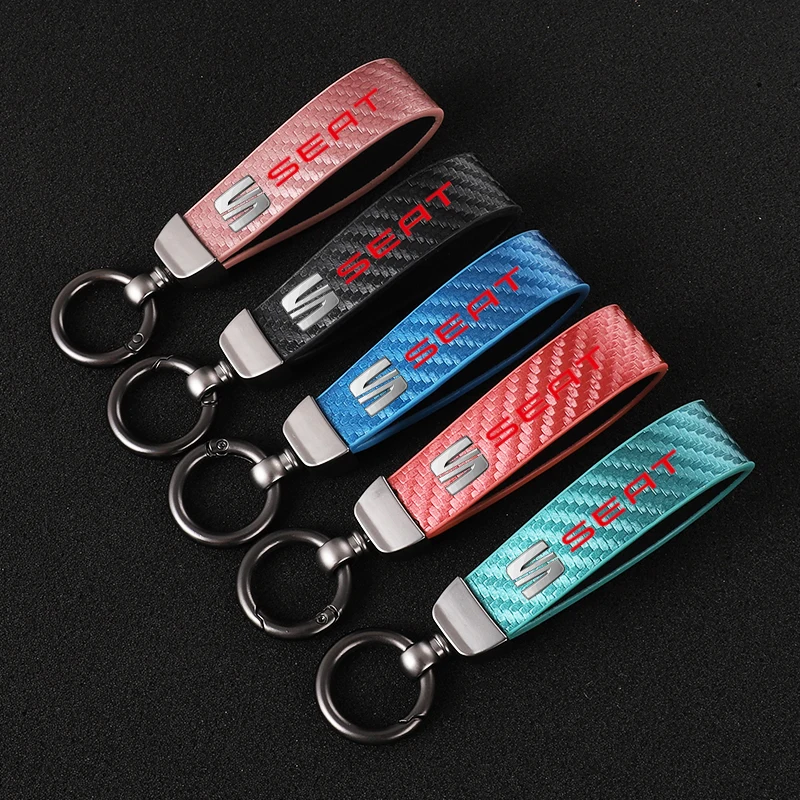 

High-end sports customized carbon fiber leather keychain jewelry For TOLEDO leon EXEO mk3 mk2 5f ateca altea seat FR Car
