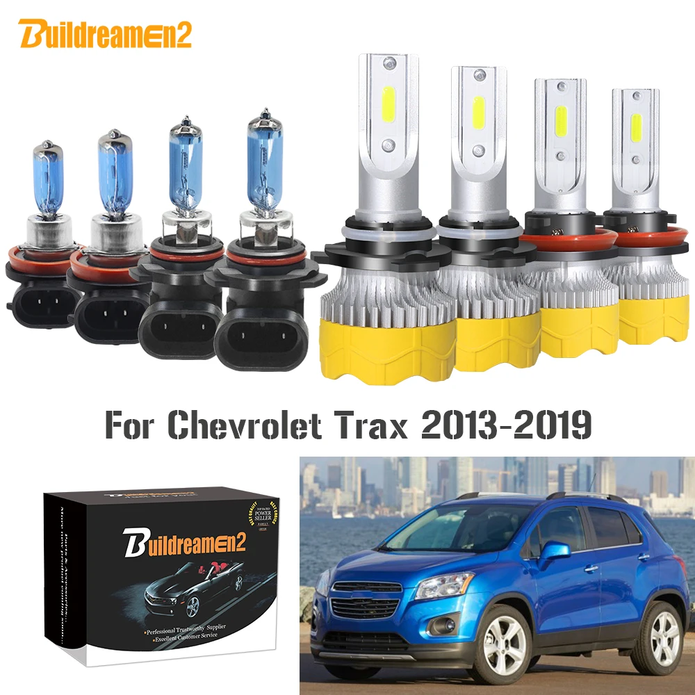 

Buildreamen2, 4 шт., автомобисветильник фары дальнего и ближнего света, светодиодный ные галогенсветильник фары белого цвета, 12 В для Chevrolet Trax 2013-2019
