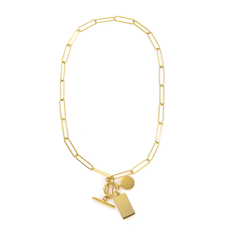 

European American Fashion Stainless Steel Necklace for Women Chocker Punk Hip Hop Geometric Necklace Personalized Gift Ketting A