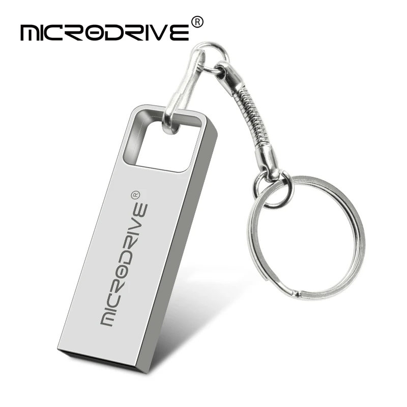 Серебристый Водонепроницаемый usb флеш-накопитель 4 GB/8 GB/16 GB/32 GB/64 GB металлическая карта pendrive карта памяти приводы u диск Media Player с кольцом для ключей - Цвет: Серебристый