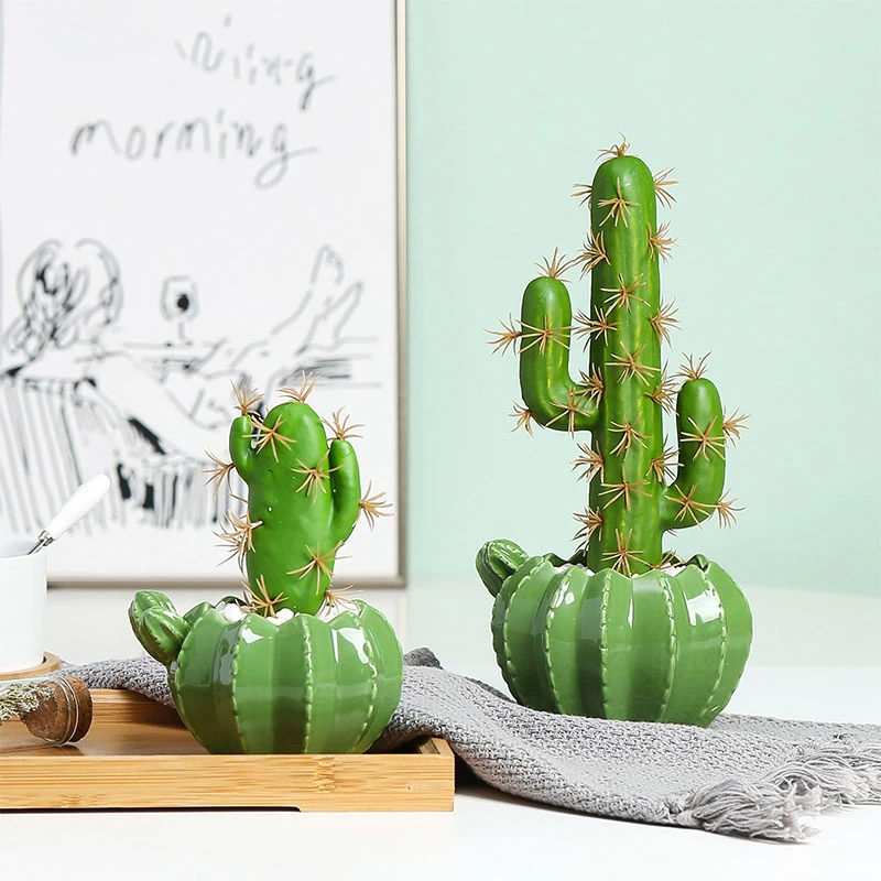 

New Cactus Ceramic Flowerpot Creative Sculpture Crafts Succulents Plant Pot Balcony Flower Pot Home Decoration Ornaments Vase