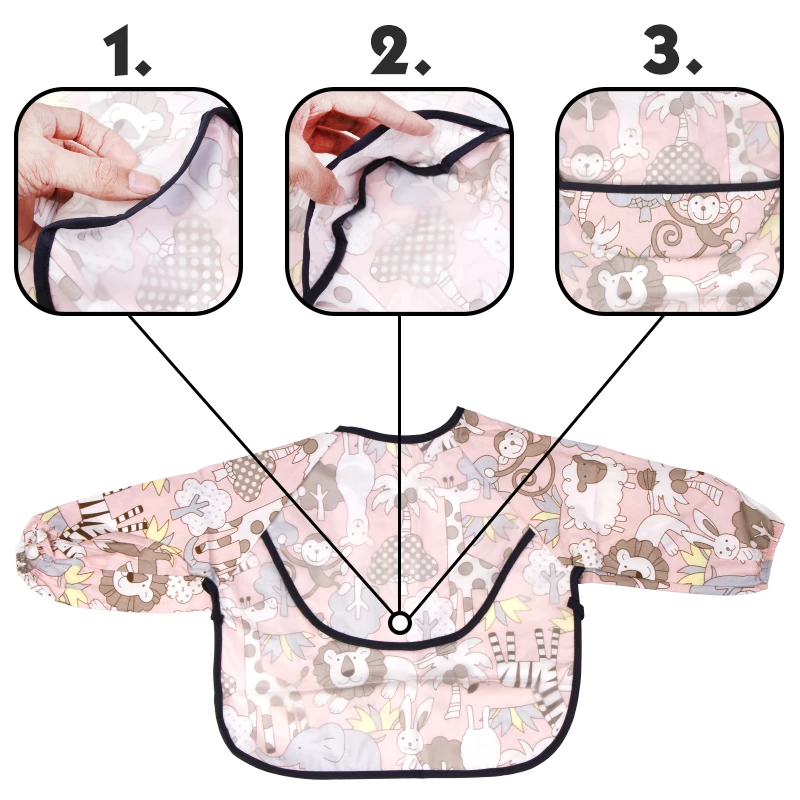Babero impermeable para beb&eacute;, delantal de manga larga, arte, protecci&oacute;n del pecho, alimentaci&oacute;n-2