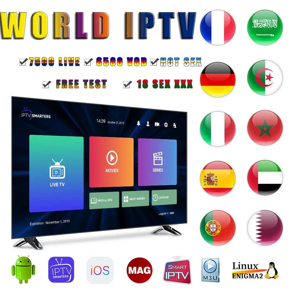 

Ott Plus IP French TV Europe Arabic France Morocco Netherlands Belgium Germany Sweden UK M3U URL smart tv Android Pc TV no box