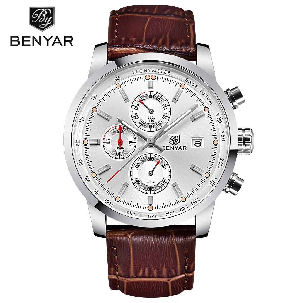 

BENYAR sports outdoor multifunctional timing belt men's watch waterproof quartz watch wholesale 5102day date watch orange watch