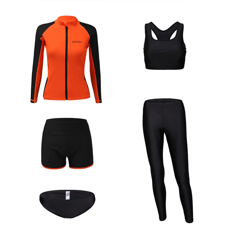 Женский цельный купальник Rashguard 5 шт. рубашка с длинным рукавом Леггинсы